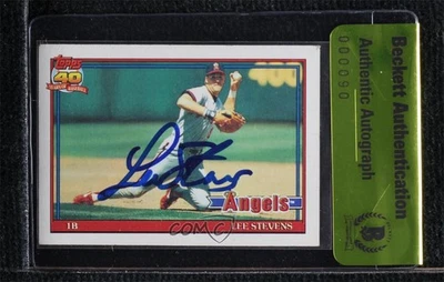 BAS 1991 Topps Lee Stevens #648 Beckett подлинная наклейка с автографом - Изображение 1 из 2