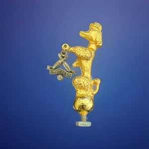 Estatuilla trofeo boliche vintage tono dorado caniche perro serie alta firmada - Imagen 1 de 13