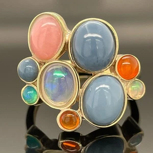 RING GR.21 (CA.66) AUS 925/-SILBER  VERG. MULTI OPAL  TERRA OPALIS SCHMUCKJAGD - Bild 1 von 3