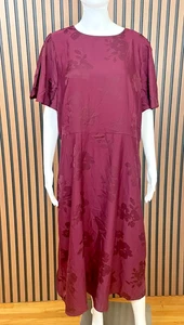 Robe femme Ann Taylor coupe ajustée et évasée jacquard manches volantes 18 marron à fleurs - Photo 1/11