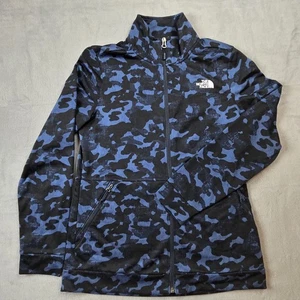 The North Face Full Zip Hoodie Sweatshirt Blue Black Camo Women’s Size Medium - Picture 1 of 9