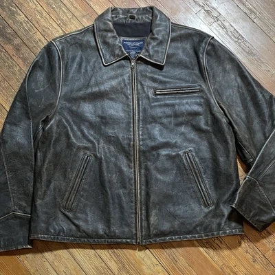 Vintage American Eagle Leather Jacket Size XL Detroit Motorcycle Distressed Y2K - Image 1 of 4