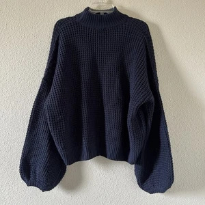 Suéter Algodón Caramelo LA Tejido Gofre Cuello Simulado Hombro Caído Manga Globo M/L  - Imagen 1 de 11