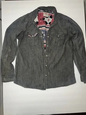 Levi's Gray Aztec Lined Pearl Snap Button Up Shirt Top Cotton Mens Size Medium - Image 1 of 4