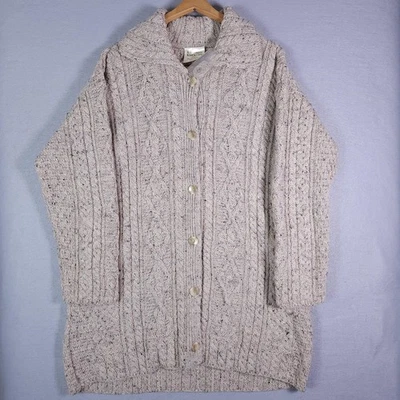 Kilronan Knitwear Cardigan Sweater Womens 2XL Long Cable Knit Wool Ireland - Image 1 of 4