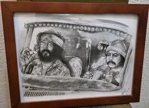 Framed Cheech And Chong Art - Picture 1 of 1
