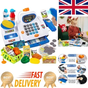 Blaue Registrierkasse für Kleinkinder mit funktionierendem Mikrofon - perfekt für 3-5 Jahre - Bild 1 von 9