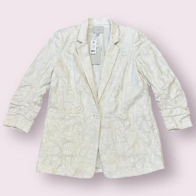 Joie 100% Linen Loralee Blazer White with Embroidery Women's Size 8 NWT - Image 1 of 4