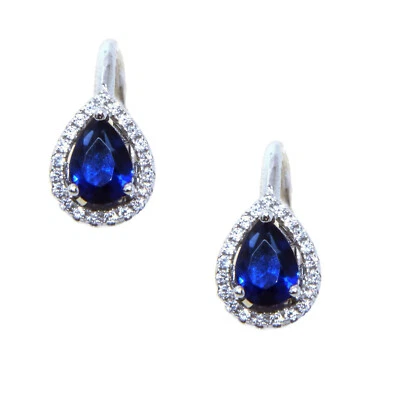 monachella orecchini argento 925 goccia zirconi bianchi blu rosso verde drop - Immagine 1 di 4