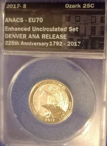 2017 S Ozark Riverways Enhanced Uncirculated Set Quarter ANACS EU70. Denver ANA - Picture 1 of 12