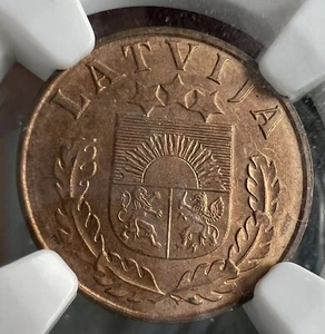 1939 Latvia 1 One Santims NGC MS64 RB Vintage Slabbed World Collectible Coin * - Picture 1 of 5