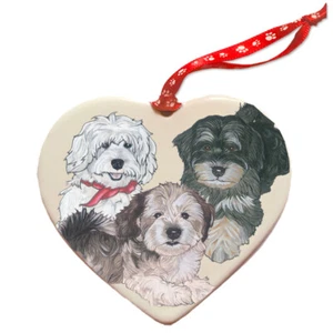 Havanese Porcelain Pet Gift Heart Ornament - Picture 1 of 2
