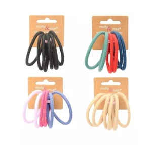 6er Pack farbige Baumwolle Hakenfrei Endlos Haargummis Krawatten Bommeln Haarbänder - Bild 1 von 22