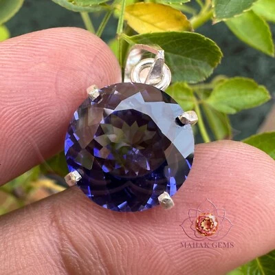 Colgante de piedras preciosas sueltas de zafiro azul natural certificado de 19,15 quilates de plata maciza 925 Foto 1 de 4