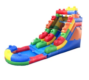 Commercial Inflatable Water Slide 15 Ft Building Block Kids with Pool Blower - Picture 1 of 6