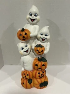 Vintage Handpainted Halloween Ghosts And Pumpkins Decorative Figurine 15.5” - Picture 1 of 6