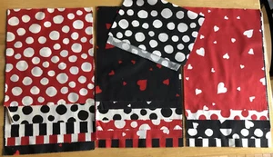 Fabric Heart Stripe Polka Dots Spots Red Black Sample Sets Material Coordinating - Picture 1 of 3