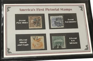 AMERICA’S FIRST PICTORIAL STAMPS 1968/69 POST RIDER-SHIELD EAGLE-ADRIATIC-LOCOMO - Picture 1 of 3