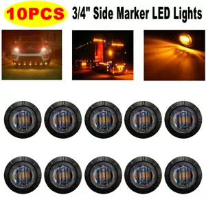 10x 3/4" Bullet Round Smoked Amber LED Side Marker Lights for Boat Trailer Truck - Picture 1 of 11