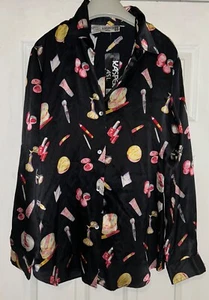 Kasper ASL Makeup Print Oversized Silk Blouse Sz. Medium NWT - Picture 1 of 4
