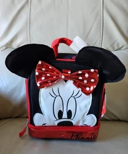Disney Minnie Mouse Red & Black School Lunch Bag Dual Compartment Insulated New - Picture 1 of 17