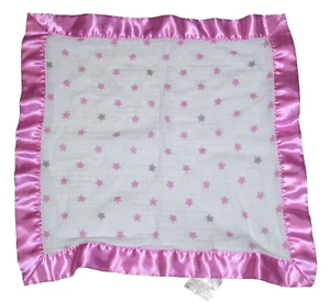 Aden + Anais Oh My Starts Pink Tan Gray Issie Baby Blanket Satin Edge Trim - Picture 1 of 2