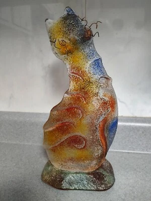 "Escultura de vidrio artístico fundido en arena Cassandra Studio Quebec Cat 12""". Hermoso! Foto 1 de 4