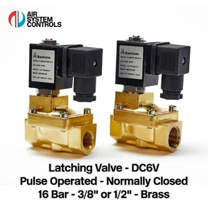 Sanlixin SLPM Latching Valve DC 6V 16 Bar NC Brass NBR Water/Air - 3/8" or 1/2" - Picture 1 of 26