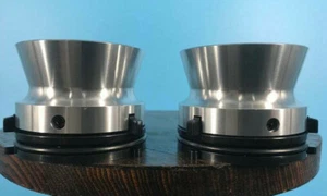 Burlington Recording Pro Silver 1/4" NAB Hub Adapters w/ Aluminum Trumpets(PAIR) - Picture 1 of 5