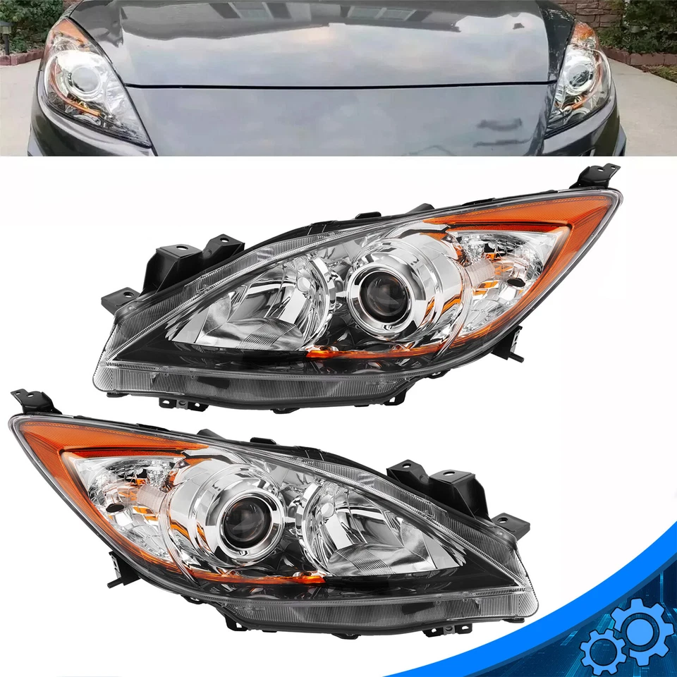 For 2010 2011 2012 2013 Mazda 3 & 3 Sport Chrome Headlights Headlamp Front Lamps - Image 1 of 4