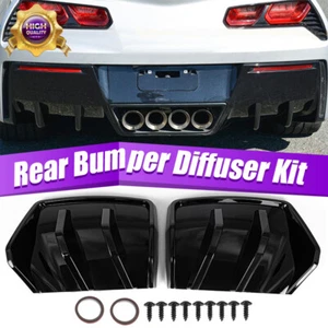 STG 3 Big Fin Gloss Black Rear Bumper Diffuser Kit For 2014~2019 Corvette C7 Z06 - Picture 1 of 14