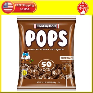Tootsie Pops Lecca-Lecca Aromatizzata al Cioccolato con Centro Cioccolato 50 Pezzi - Foto 1 di 6