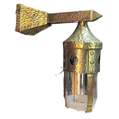 Hammered Brass Craftsman Arts and Crafts Sconce with Clear Glass Shade #2352 - Image 1 of 4