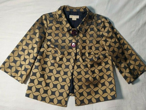 Cappotto Michael Kors donna taglia S P viola grigio oro swing pea bottoni a pressione grandi