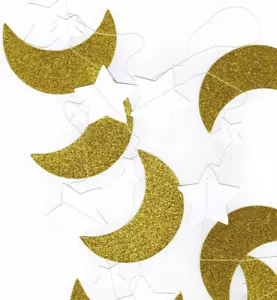 Glitter Moon with Stars Eid/Ramadan Garland Hanging Decoration (5 Garland) - Picture 1 of 3