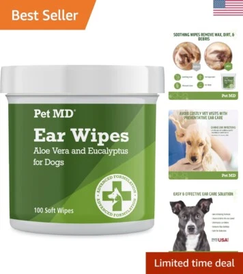 Gentle Dog Ear Cleaner Wipes with Aloe & Eucalyptus - 100 Count for Healthy Ears - Image 1 of 4