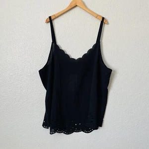 Bloomchic Plus Sz 3X 22 24 Black Strappy Scallop Cut Out Casual Dressy Blouse - Picture 1 of 8