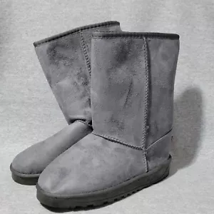 Dafulang N' Polar Boots Women's Size 38 7.5 Gray Faux Suede Faux Fur Lined - Picture 1 of 8