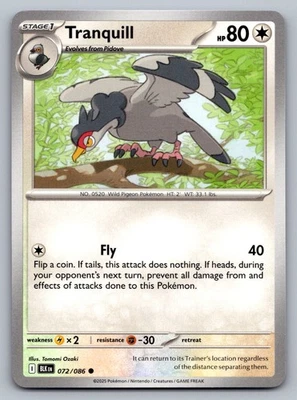 Pokemon TCG SV: Black Bolt Tranquill 072/086 - Image 1 of 2