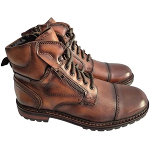 Steve Madden Hombres Saylor US 11 Botas de Combate Marrón Cuero Coñac - Imagen 1 de 7