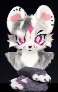 Fursuit Long Fur Husky Fox Mascot Head Party Halloween Fur Cosplay head+paw @185 - Picture 1 of 3