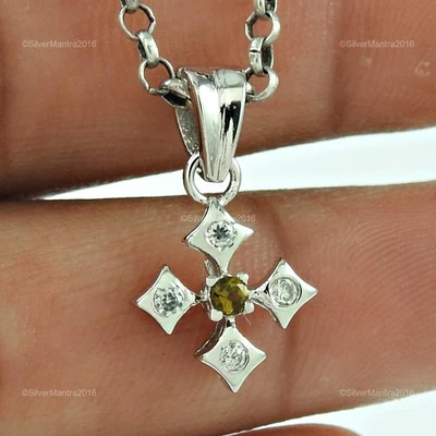 Rotondo Zircone Cubico Pietra Natale Dicembre Birth Mamma Ciondolo 925 Argento - Immagine 1 di 4