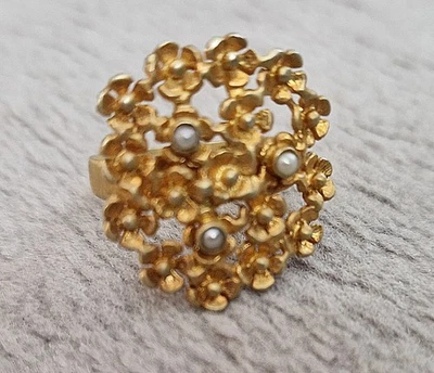 Traumhafter Perlen-Ring Silber 925 vergoldet Meistermarke Gr. 55 6,4 Gramm - Bild 1 von 4