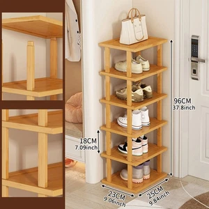 6 Reifen Holz Bambus Schuhregal Organizer Regal Vertikal Zuhause Aufbewahrung Regal ↑ - Bild 1 von 12