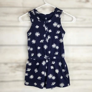GAP Girl's Navy Blue Floral Romper Sleeveless Size Small Outfit Beach Summer - Picture 1 of 9