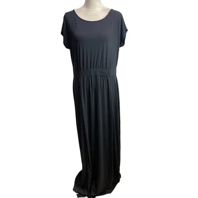 Lands End Womens Black Maxi Dress Size L Tall Knit Casual Comfortable - Image 1 of 4