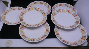 7 VINTAGE NORITAKE PROGRESSION SALAD, DESSERT PLATES, MARDI GRAS PATTERN 8.25 IN - Picture 1 of 6