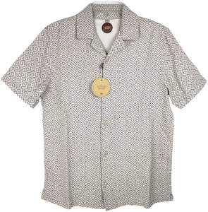 Common People Men's Textured Linen Blend Shirt Brown Diamond Size S NWT $192 - Picture 1 of 4