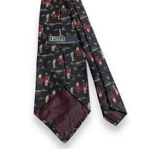 Polo by Ralph Lauren Tie Navy Blue Golfer Pattern Men's Necktie - Picture 1 of 4