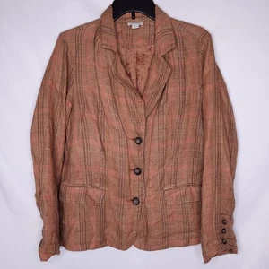 Sundance Leinen Blazer Damen klein kariert orange Blumenfutter - Bild 1 von 11